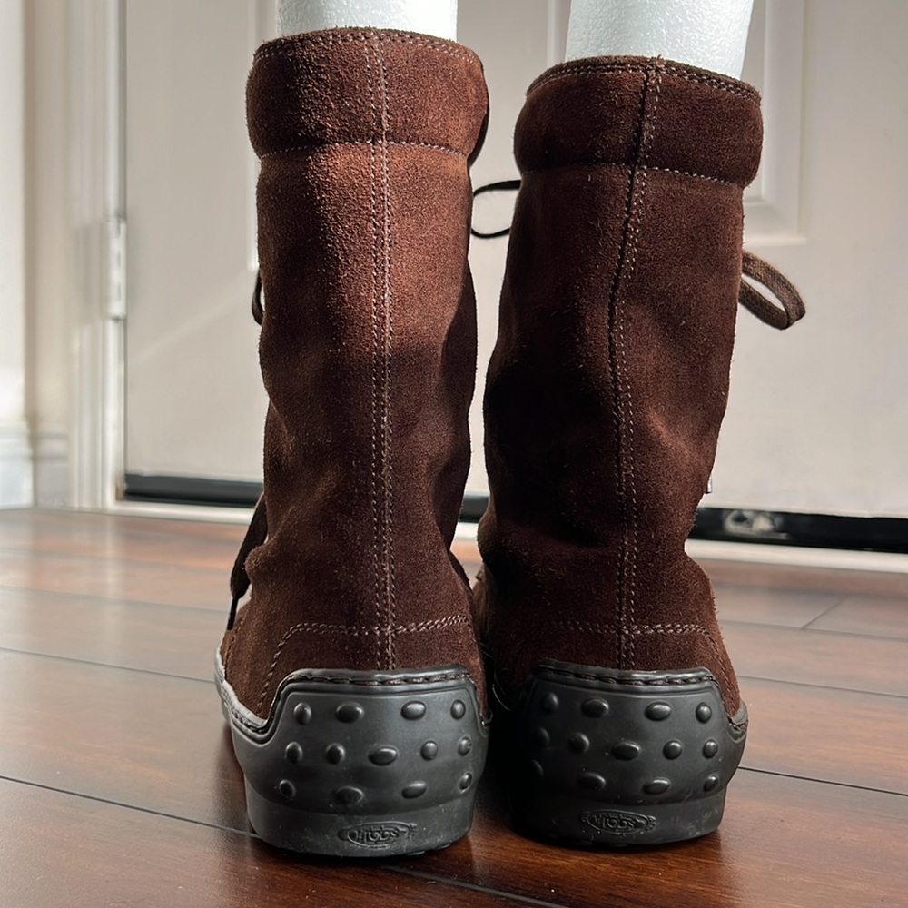 Tod's Dark Brown Suede Lace-Up Ankle Boots - Picture 5 of 13